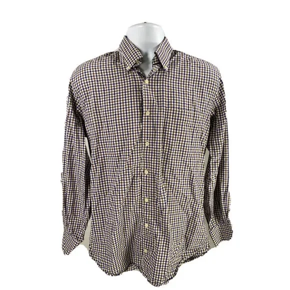 Peter Millar Men's Purple/Brown Plaid Casual Button Up Shirt Sz M - Picture 1 of 3